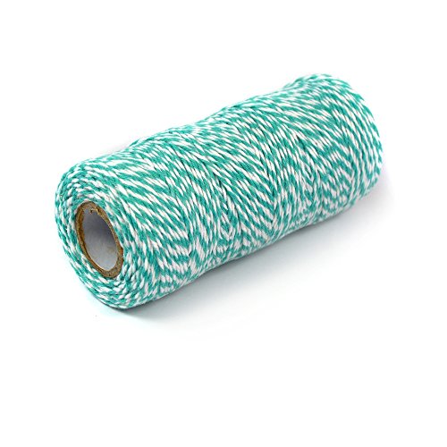 Frau WunderVoll® 95 Meter GARN TÜRKIS aus Baumwolle, ca. 1mm Stärke/Bakers Twine, Kordel, Dekogarn, Schnur, Gastgeschenk, Hochzeit, Anhänger, Bastelgarn von Frau WunderVoll