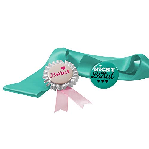 Frau WunderVoll® JGA GRUPPENSET Button TÜRKIS, Nicht DIE Braut/junggesellenabschied, Mädchen, Braut, Hochzeit, JGA Deko, JGA Accessoires, Mädelsabend, Schleier, Traumbraut von Frau WunderVoll