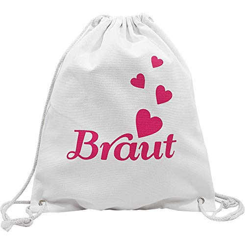 Frau WunderVoll® JGA Rucksack Turnbeutel Braut weiß/junggesellenabschied, Mädchen, Braut, Hochzeit, JGA Deko, JGA Accessoires, Mädelsabend, Traumbraut von Frau WunderVoll