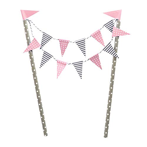 Frau WunderVoll® KUCHENGIRLANDE ROSA/Topper, Kuchenstecker, Muffin, Geburtstagskuchen, Dekoration, Deko, Kinder, Party, Hochzeit, Hochzeitstorte, Geburtstag von Frau WunderVoll