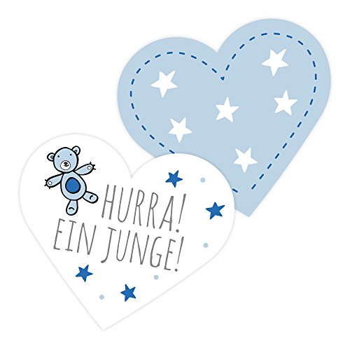 Frau WunderVoll® 100 KONFETTI Herzen Baby Shower Junge/Tischkonfetti, Hochzeit Deko, Tischdekoration, Streudeko, Geburtstag, Shooting, Babyshower, Kindergeburtstag von Frau WunderVoll