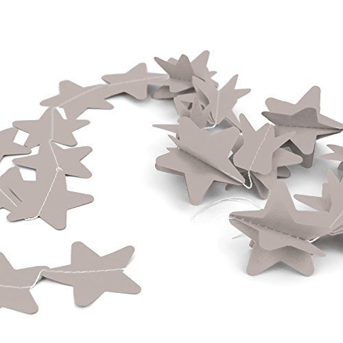 Frau WunderVoll® 2 Stern GIRLANDEN Taupe/HELLGRAU, 150 cm, 3 lagig/Hochzeit, Baby Shower, Geburtstag, Kindergeburtstag, Tischdekoration, Papier, zum Aufhängen, Dekoration, Kinder, Party von Frau WunderVoll