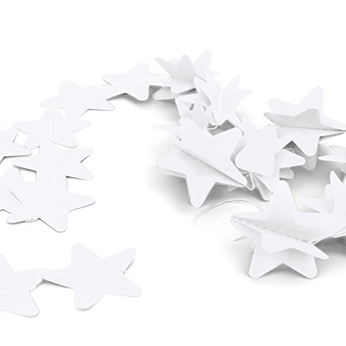 Frau WunderVoll® 2 Stern GIRLANDEN WEIß, 150 cm, 3 lagig/Hochzeit, Baby Shower, Geburtstag, Kindergeburtstag, Tischdekoration, Papier, zum Aufhängen, Dekoration, Kinder, Party von Frau WunderVoll