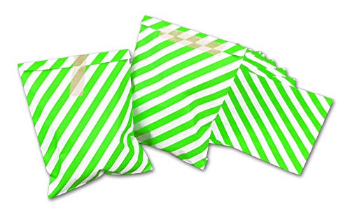 Frau WunderVoll® 25 PAPIERTÜTEN GRÜN, DIAG. Streifen 13 x 16,5 cm, 45 Gramm Papier, flach / Candy Bar, Hochzeit, Kindergeburtstag, Papiertütchen, Candybag, Tüten, Mitgebseltüten von Frau WunderVoll