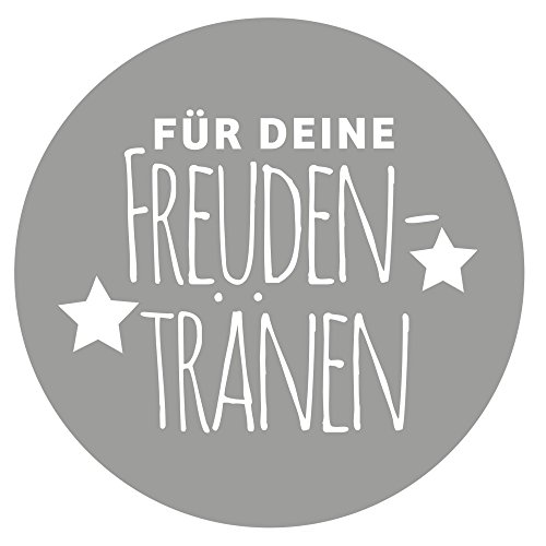 Frau WunderVoll® 48 Aufkleber FREUDENTRÄNEN, GRAU, Durchmesser 4 cm/Sticker, Hochzeit, Sticker Hochzeit, Kindergeburtstag, Aufkleber Kinder, Aufkleber Junge, Mädchen, Sticker Mädchen, Jungen von Frau WunderVoll