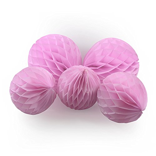 Frau WunderVoll® 5 WABENBÄLLE, PINK/ROSA, 3X Ø20, 2X Ø30 cm/Deko Hochzeit, Seidenpapier, Seiden Blumen, Papierblumen, Geburtstagsdeko, Tischdeko, Hochzeitsdeko, Gartenfest, Garten Party von Frau WunderVoll