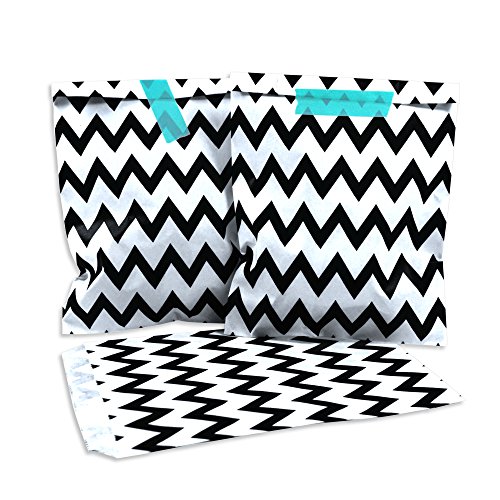 Frau WunderVoll® 50 PAPIERTÜTEN SCHWARZ, Zacken 13 x 16,5 cm, 45 Gramm Papier, flach/Candy Bar, Hochzeit, Kindergeburtstag, Papiertütchen, Candybag, Tüten, Mitgebseltüten von Frau WunderVoll