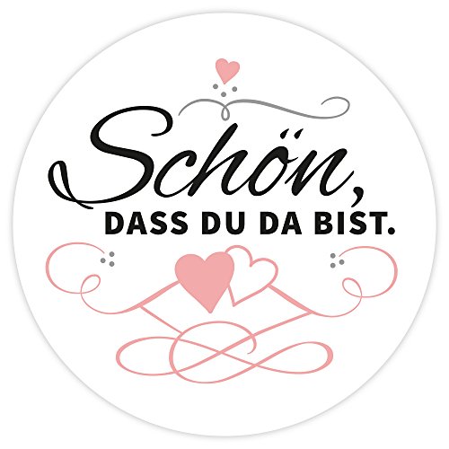 Frau WUNDERVoll® 48 Aufkleber SCHÖN, DASS DU DA BIST, Weiss, Durchmesser 4 cm/Sticker, Hochzeit, Kindergeburtstag, Aufkleber Kinder, Aufkleber Junge, Mädchen, Sticker Mädchen, Jungen von Frau WUNDERVoll