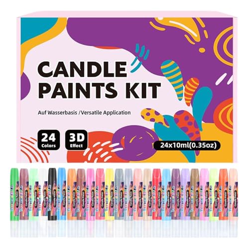 Candle Paint, Kerzenmalset, 24-teiliges Set, feine Spitzen und kräftige Farben, Stoff-Dekoration für Glas, Vasen, Kleidung, T Shirts, Jacken, Scarves, Bastelarbeiten Candle Paint, Kerzenmalset, 24-teiliges Set, feine Spitzen und kräftige Farben, Stoff-Dekoration für Glas, Vasen, Kleidung, T Shirts, Jacken, Scarves, Bastelarbeiten von Fravsiu