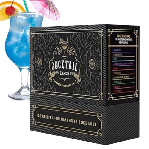 Cocktailkarten-Set, Papier, Bartending Cue Cards, Clearly Labeled Drink Recipe Guide, Pocket Bars Reference, Ideal für Partys, Veranstaltungen, Damen, Herren, professionelles Mixologist Geschenk von Fravsiu