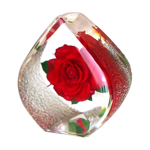 Eternal Flower Red Flower, Interactive Real Flower Resin Souvenir Craft, Forever Flower Desk Decor for Home, Work Place, Bedroom, and Living Room Decoration 3.54x1.5x3.62 Inches von Fravsiu