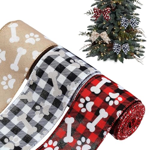 Fravsiu Animal Print Ribbon, Dog Paw Print Ribbon, Wired Edge Ribbon, Decorative Wrapping Ribbbon, Polyester Ribbon Rolls, Floral Bows Decor, Pet-Themed Ribbbon, for Wrapping Wedding Floral Bows Decor Fravsiu Animal Print Ribbon, Dog Paw Print Ribbon, Wired Edge Ribbon, Decorative Wrapping Ribbbon, Polyester Ribbon Rolls, Floral Bows Decor, Pet-Themed Ribbbon, for Wrapping Wedding Floral Bows Decor von Fravsiu