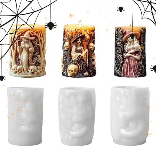 Fravsiu Pillar Candle Mold Set, 3-teiliges Set aus Witch-Themed Silikonformen, Seifenherstellungstools, Craft Kit für handgefertigte Kunst, Heimdekoration, Geburtstag, Feiertag, Reisen, Freunde Fravsiu Pillar Candle Mold Set, 3-teiliges Set aus Witch-Themed Silikonformen, Seifenherstellungstools, Craft Kit für handgefertigte Kunst, Heimdekoration, Geburtstag, Feiertag, Reisen, Freunde von Fravsiu