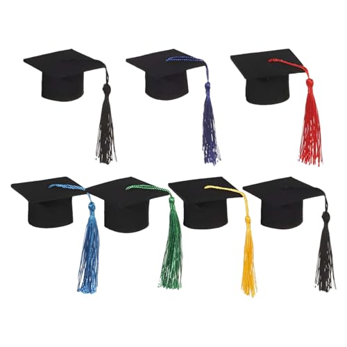 Fravsiu Set zur Dekoration von Hüten für Abschluss, schwarze Abschlusshüte | 7 x Dekoration für Abschlussfeier mit Quasten | Miniaturhut für Klassenzimmer-Abschlussfeier Fravsiu Set zur Dekoration von Hüten für Abschluss, schwarze Abschlusshüte | 7 x Dekoration für Abschlussfeier mit Quasten | Miniaturhut für Klassenzimmer-Abschlussfeier von Fravsiu