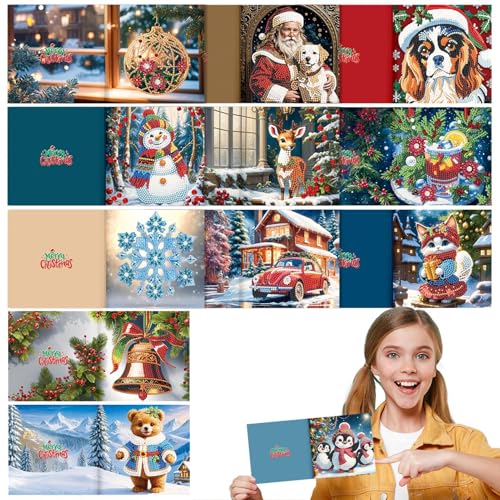 Fravsiu Weihnachtskarten, Diamond Art Weihnachtskarten-Kits, Diamond Art Weihnachtskarten, 12 Kartenherstellungssets, Weihnachtsgrußkarten, Weihnachtsbasteln für, Karten Fravsiu Weihnachtskarten, Diamond Art Weihnachtskarten-Kits, Diamond Art Weihnachtskarten, 12 Kartenherstellungssets, Weihnachtsgrußkarten, Weihnachtsbasteln für, Karten von Fravsiu