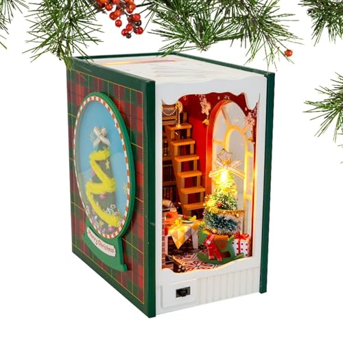 Miniatur Buchecke für Regalhaus, Buchstützen aus Holz mit Licht, Regaleinsatz für festliche Dekorationen, Miniatur-Regaldekoration, einzigartiges Miniatur Buchecke für Regalhaus, Buchstützen aus Holz mit Licht, Regaleinsatz für festliche Dekorationen, Miniatur-Regaldekoration, einzigartiges von Fravsiu