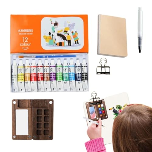 Reise-Aquarell-Palette, kompaktes Aquarell-Malset, Aquarell-Reise-Set, Aquarellfarben, Stifte und Skizzenbuch, kompaktes Kunst-Set mit Bindeklammern Reise-Aquarell-Palette, kompaktes Aquarell-Malset, Aquarell-Reise-Set, Aquarellfarben, Stifte und Skizzenbuch, kompaktes Kunst-Set mit Bindeklammern von Fravsiu