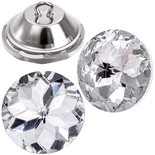 Frcctre 100 Stück 25 mm Strass-Kristallknöpfe, klare Tufting-Knöpfe mit Metallschlaufe, Knopf zum Nähen, Sofa, Bett, Kopfteil, DIY, Basteln, Dekorationen von Frcctre