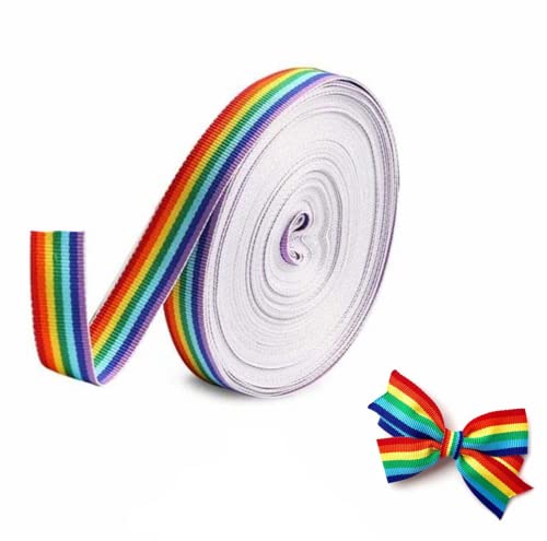 10 Meters Regenbogen Band, 25mm Geschenkband Dekoband Doppelseitige Regenbogen Bänder für DIY Handwerk Nähen Geschenk Verpackung von Frdelma