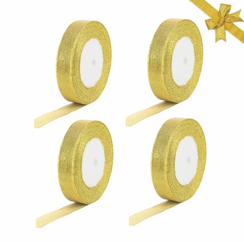 4 Rollen Geschenkband，100 Yards 20 mm Schleifenband Organza Band Geschenkband Weihnachten bänder zum basteln für Verpacken von Geschenken, Kunsthandwerk und Party-Hochzeitszubehör von Frdelma