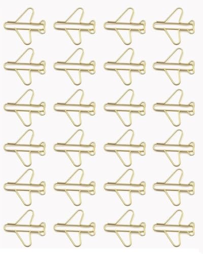Büroklammern, tragbar, goldfarben, niedlich, Flugzeugform, Metall, Büroklammern für Büro, Zuhause (Gold, Flugzeug), 100 Stück von Frdhee