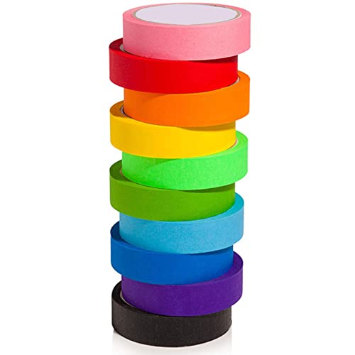 Frdun Regenbogenfarbenes Papierband, 10 helle Panzerbandfarben, farbiges Abdeckband, wasserdichtes farbiges Klebeband, Multipack für Parade, Geschenkdekorationen von Frdun