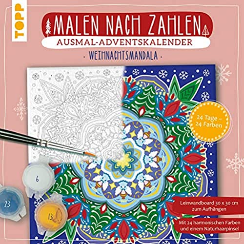 Adventskalender Malen nach Zahlen Weihnachtsmandala: Leinwandboard mit Mandala-Ausmalmotiv sowie 24 Acrylfarben für jeden Tag und Naturhaarpinsel Adventskalender Malen nach Zahlen Weihnachtsmandala: Leinwandboard mit Mandala-Ausmalmotiv sowie 24 Acrylfarben für jeden Tag und Naturhaarpinsel von Frech