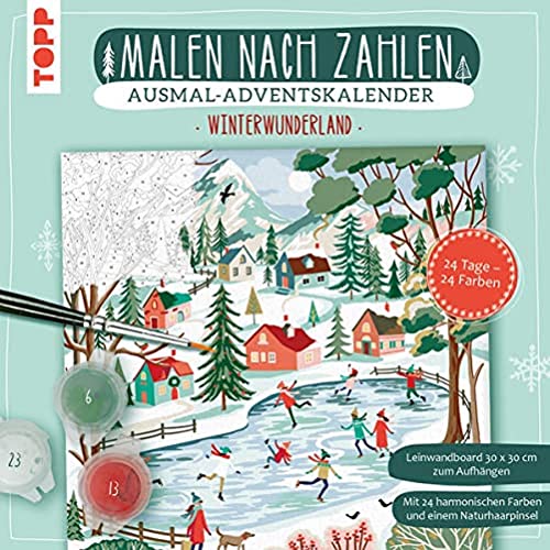Adventskalender Malen nach Zahlen Winterwunderland: Leinwandboard mit Winterlandschafts-Ausmalmotiv sowie 24 Acrylfarben für jeden Tag und Naturhaarpinsel Adventskalender Malen nach Zahlen Winterwunderland: Leinwandboard mit Winterlandschafts-Ausmalmotiv sowie 24 Acrylfarben für jeden Tag und Naturhaarpinsel von Frech