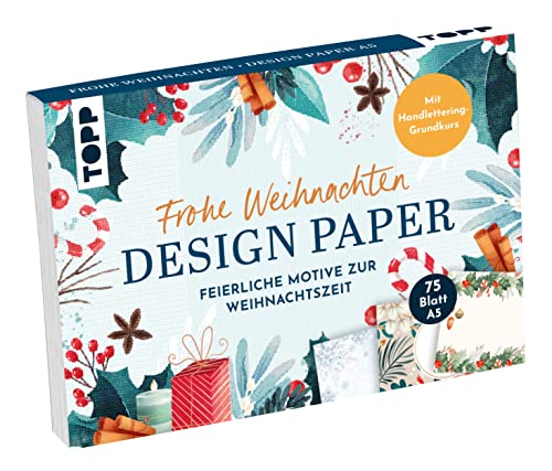Design Paper A5: Frohe Weihnachten. Mit Handlettering-Grundkurs von Frech