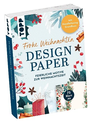 Design Paper A6: Frohe Weihnachten. Mit Handlettering-Grundkurs von Frech