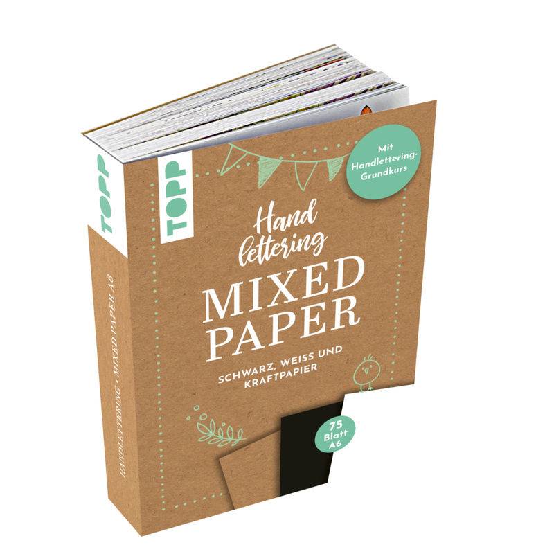 Handlettering Mixed Paper Block - Schwarz, Weiß, Kraftpapier - A6 von Frech