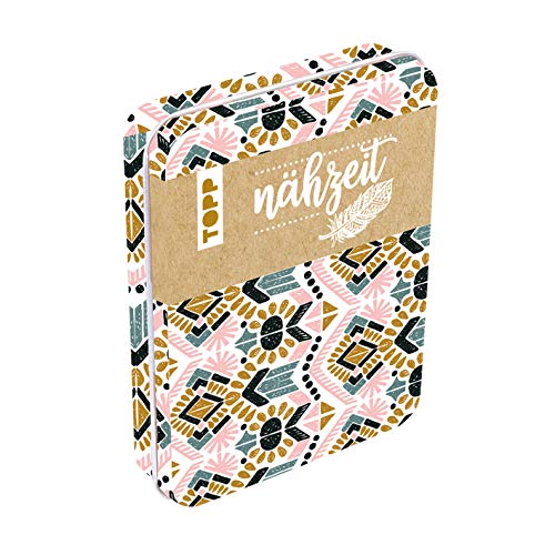 Nähzeit Reise-Nähset mit Metalldose Weiß/Rosa/Beige von Frech