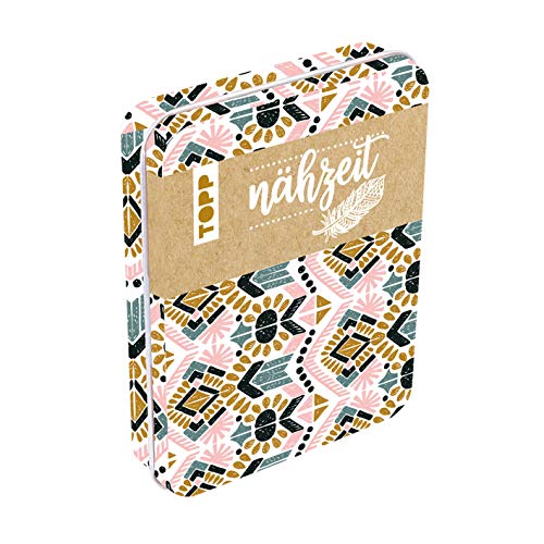 Nähzeit Reise-Nähset mit Metalldose Weiß/Rosa/Beige: Metalldose (ca. 12,5 x 9,5 cm) mit Schere, Maßband, Nahtauftrenner, Nähgarn, Nadeln, Einfädelhilfe und Sicherheitsnadeln von Frechverlag GmbH