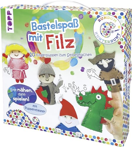 Rundum Kunterbunt Bastelspaß mit Filz: Bastelkoffer mit Anleitung und Material für 20 Filzfiguren mit illustriertem Puppentheater-Aufsteller Rundum Kunterbunt Bastelspaß mit Filz: Bastelkoffer mit Anleitung und Material für 20 Filzfiguren mit illustriertem Puppentheater-Aufsteller von Frech