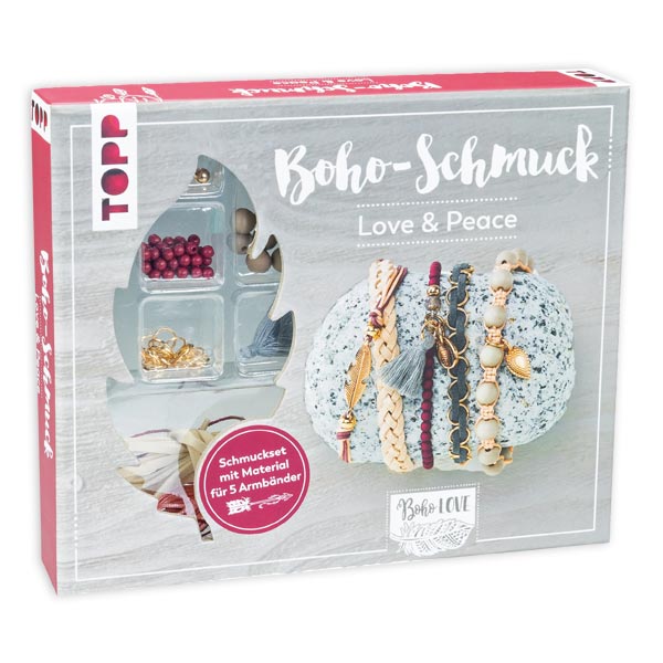 Boho-Schmuck Bastelset, Love & Peace, für 5 Armbänder von Frechverlag GmbH