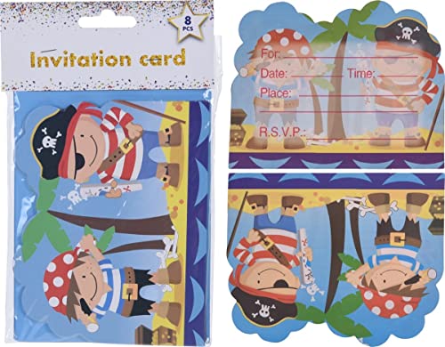 Einladungen Piraten Junior Papier Blau 8-tlg von Free and Easy