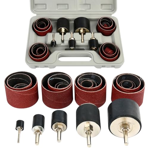 FreeTec 25tlg Schleifhülsen Schleifwalzen für Bohrmaschine, 80 120 Körnung Schleifhülsen Schleiftrommel Set, 1/4" 1/8" Schleifspindel Schleifwalzen für Holz, Schleif Zubehör, Ø 12 18 23 31 50 mm FreeTec 25tlg Schleifhülsen Schleifwalzen für Bohrmaschine, 80 120 Körnung Schleifhülsen Schleiftrommel Set, 1/4" 1/8" Schleifspindel Schleifwalzen für Holz, Schleif Zubehör, Ø 12 18 23 31 50 mm von FreeTec