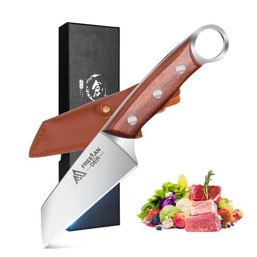Freelander Scharfes Ausbeinmesser Küchenmesser Fleischmesser, Profi Japanisches Messer Kochmesser Hackmesser, Grillmesser mit Holzgriff, Outdoor Survival Wikinger Messer mit Holster für Camping, Grill Freelander Scharfes Ausbeinmesser Küchenmesser Fleischmesser, Profi Japanisches Messer Kochmesser Hackmesser, Grillmesser mit Holzgriff, Outdoor Survival Wikinger Messer mit Holster für Camping, Grill von Freelander