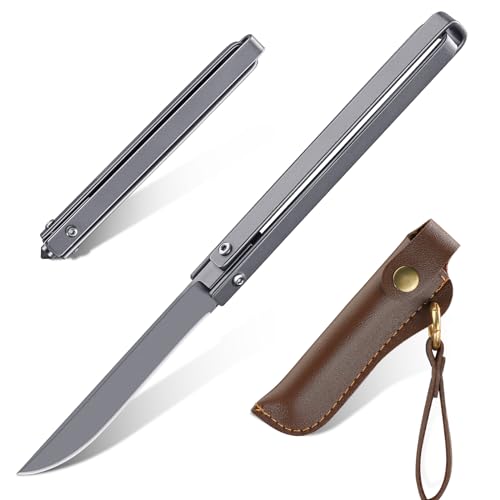 Freelander Slim Taschenmesser Klappmesser, 440C Hochwertige Messer Klappmesser Zweihandmesser, Taschenmesser Outdoor mit Scheide, EDC Messer für Camping, Wandern, Angeln, Geschenk für Männer von Freelander