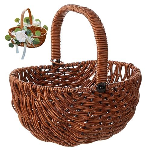 Blumenmädchenkorb, 10x10 rustikaler tragbarer Plastik -Weidenkorb mit Griff für Hochzeiten im Freien Party Garten Weiden Picknickkörbe von Freiwncr