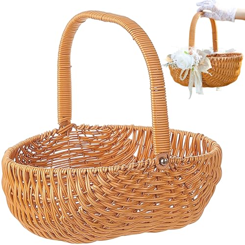 Blumenmädchenkorb, 12x12 rustikaler tragbarer Plastikwebkorb mit Griff für Hochzeiten im Freien Party Hausgarten Weiden Picknickkörbe von Freiwncr