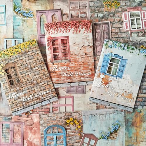 Scrapbook Zubehör Stickers for Bullet Journal,90 Stück Vintage Scrapbooking Zubehör for Planer,Junk Journal,Mixed MediaCollage Card,Verzierungen Handwerk DIY(Old Wall) von Frekyar