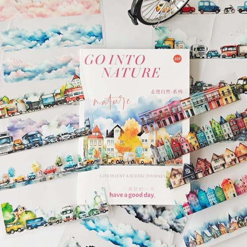 Scrapbooking Stickers Zubehör Set,20 Blätter City Themed Scrapbooking Aufkleber Book,Ästhetische Aufkleber for Decorative Bullet Journal,Junk Journal, Photo Book,Notebook (City) von Frekyar
