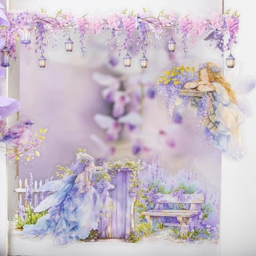 Violet Garden Scrapbooking Stickers Zubehör,80 Stück Blumen Aufkleber in PET,Ästhetische Aufkleber for Scrapbook,Junk Journal, Geschenkboxen,Bullet Journal,Zeitschr(Violet) von Frekyar