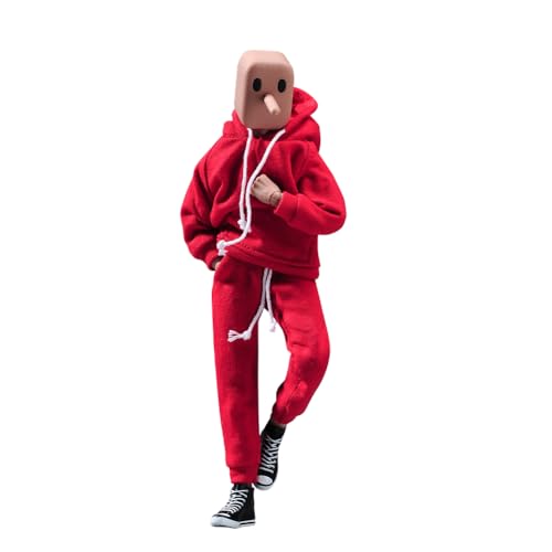 1/12 Maßstab Männliche Kleidung, Herren Hoodie Hose Hose Kleidung für 6inch Männliche Action Figur Körper Puppe (Rot) von Fremego