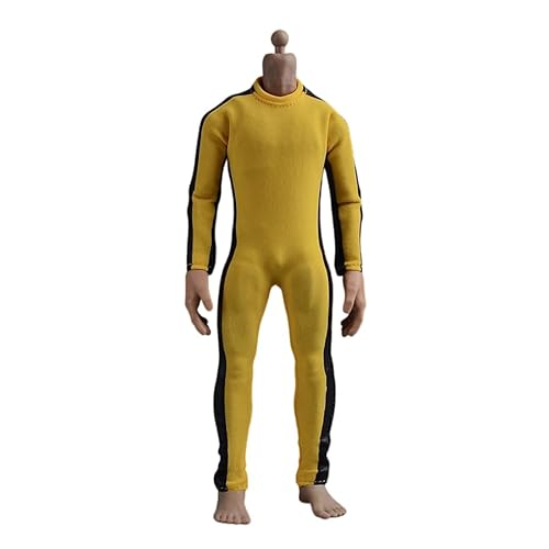 Fremego 1/12 Skala Männliche Kleidung, Männliche Enge Reißverschluss Bodysuit Jumpsuit Outfit Kleidung für 6inch Soldat Action Figur Puppe (Gelb) von Fremego