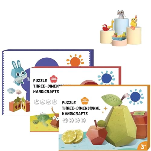3D handgefertigtes Origami-Buch, Easy Handmade Craft 3D-Papiermodelle, Vorschulen-Origamis-Werkzeug, lustige DIY Origami Paper Craft Kit, Werkzeugfreies Design, Moving Paper Crafts Book (3PCS) von Frenaki