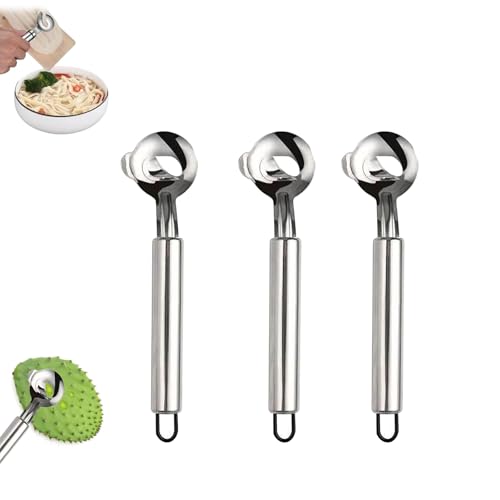 Cactus Peeler Löffel, Edelstahlhandwerk Pastaschneider -Werkzeug mit Schleifengriff, multifunktionales Kaktusschalen und hand rasierende Nudelnmesser, Küchenschneidgeräte zum Koche (3pcs) von Frenaki