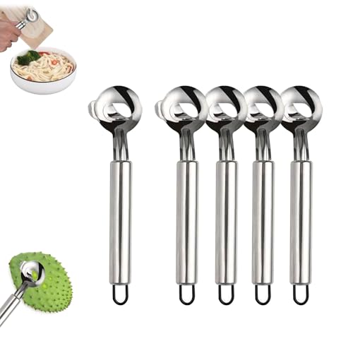 Cactus Peeler Löffel, Edelstahlhandwerk Pastaschneider -Werkzeug mit Schleifengriff, multifunktionales Kaktusschalen und hand rasierende Nudelnmesser, Küchenschneidgeräte zum Koche (5pcs) von Frenaki