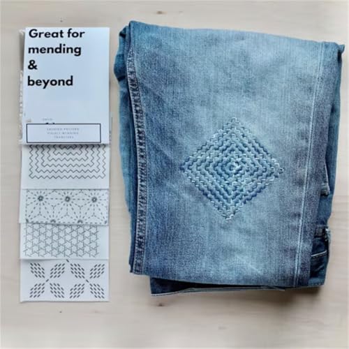 Frenaki Sichtbares Betretentransfer Sashiko Muster, 2025 Sashiko Webmuster, Stickstitschaufkleber Japanisches Stickmuster Jean Reparaturstarter Kit (STC) von Frenaki
